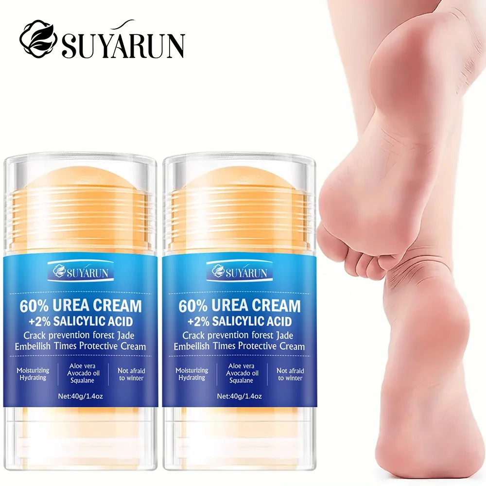 수야룬 60% 우레아 풋 케어 크림 스틱 - 갈라진 발뒤꿈치 집중 복구, 건조한 발을 위한 굳은살 제거 - 빠르게 흡수되는 발 피부 케어