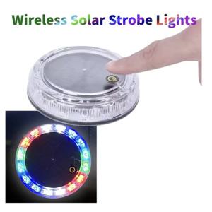 1/2PCS LED 태양광 스트로브 경고등 자동차 트럭 버스 터치 센서 무선 충전 RGB 야간 안전 미등 점멸 램프
