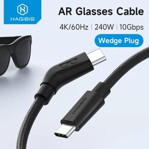 하기비스 AR 스마트 글래스 케이블 USB C 충전 데이터 및 전원 공급 케이블 4K60Hz 웨지 플러그 (XREAL One/Air, RayNeo Air, VITURE 호환)