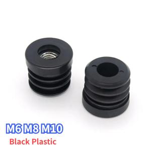 M6 M8 M10 검정색 원형 플라스틱 파이프 플러그 조절 가능한 나사 발판 가구 다리 커버 엔드 캡 16 19 20 22 25 30 38 50mm