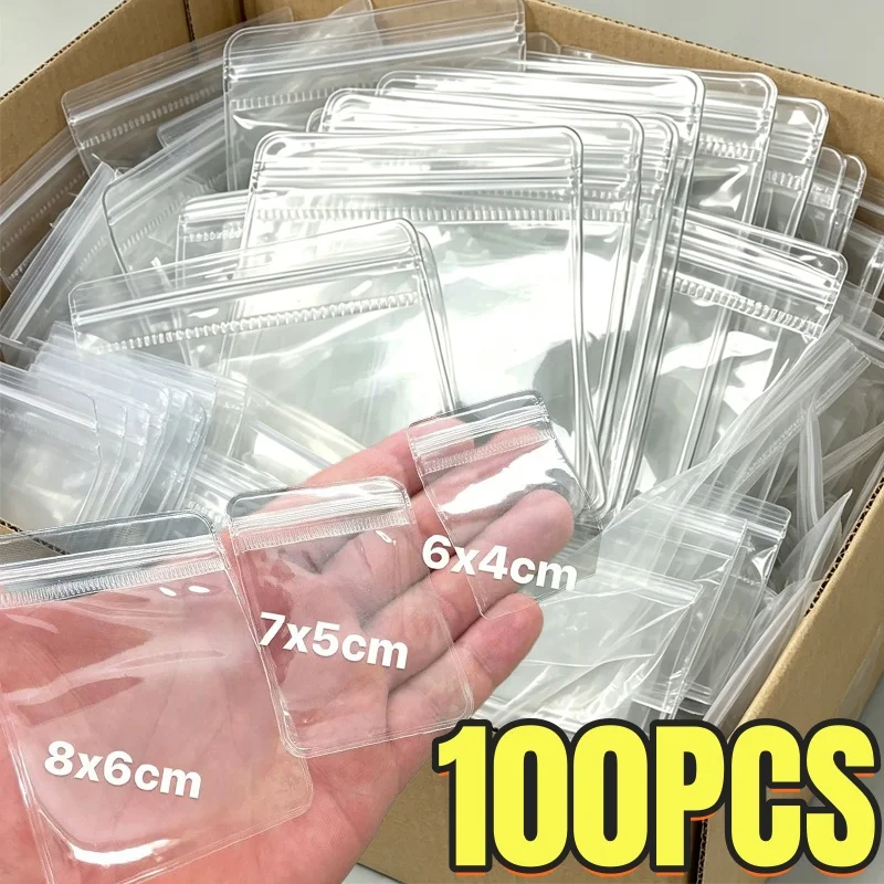 두꺼운 지퍼락 가방 투명 PVC 쥬얼리 파우치 가방 귀걸이 목걸이 팔찌용 산화방지 보관 가방