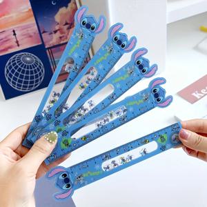 1Pc 스티치 쉐이킹 자, 15cm 학생용 직선자, 두꺼운 양면 아크릴 기하학 드로잉 자