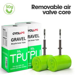 CYCLAMI 초경량 로드 MTB 29인치 자전거 TPU 이너 튜브 타이어 프렌치 밸브 FV 45mm 그래블용 700C 32C 35C 37C 40C 47C 초경량
