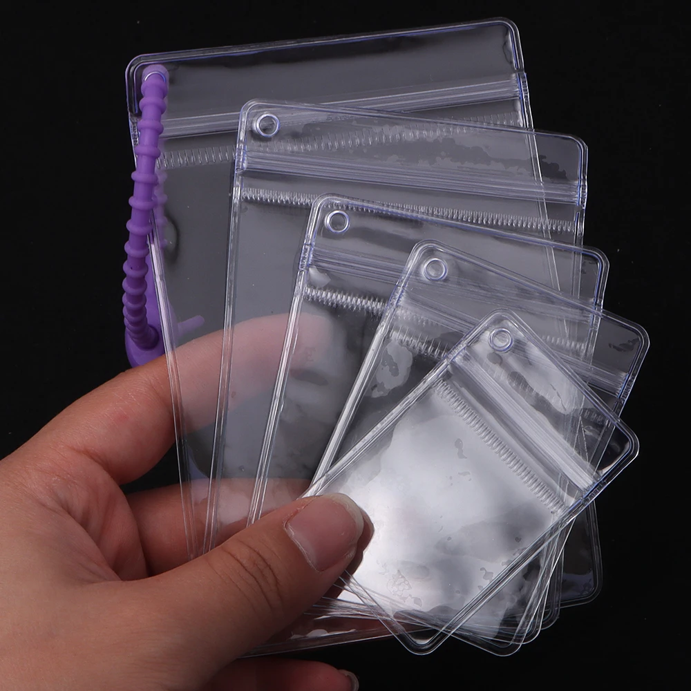 10Pcs 멀티 사이즈 PVC 투명 보석 보관 가방 셀프 씰 가방 팔찌 목걸이 반지 포장 보석 디스플레이에 재사용 가능