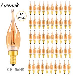 디밍이 가능한 C22 LED 필라멘트 전구 E14 0.5W 앰버 장식 야간 조명 촛불 라이트 앰플 Candelabra 샹들리에 교체 전구