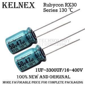 10개/몫 루비콘 RX30 시리즈 130 ℃   12월 학위 전해 콘덴서 16V 25V 35V 50V 63V 100V 400V 10UF 47UF 220UF 330UF 470UF
