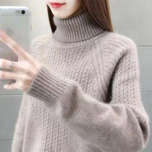여성용 두꺼운 하이 칼라 루즈핏 솔리드 컬러 니트웨어 트렌디 베이스 셔츠 가을 겨울 이너웨어 편안한 부드러운 소재