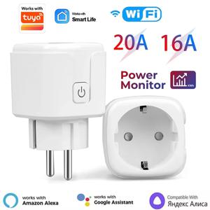 20A EU 스마트 플러그 Wifi 소켓 음성 제어 리모컨은 Alexa Yandex Google 홈 에너지 모니터링 기능과 함께 작동합니다. Alice