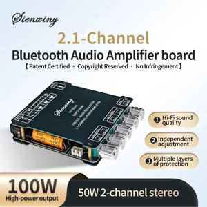 YS-TB21H TPA3116 블루투스 5.1 오디오 증폭기 보드 2.1 채널 50Wx2+100W 서브우퍼 APP 제어 HiFi 스테레오 파워 앰프