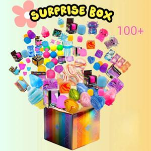 100개 이상의 다양한 스퀴시 피규어 블라인드 박스 서프라이즈 장난감, 모아이 헤드, 팬더, 토끼 등의 슬로우 라이징 소프트 피젯 장난감 포함