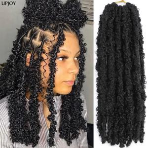 14 12 인치 나비 가짜 Locs 크로셰 뜨개질 머리 끈 사전 루프 디스트레스드 여신 나비 소프트 Locs 크로셰 뜨개질 머리띠 Cheveux Lok