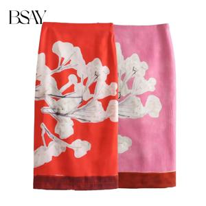 BSAY 여성 패션 봄 여름 새로운 스플릿 빈티지 세련된 여성 하이 웨스트 우아한 a 라인 롱 스트레이트 스커트 Mujer