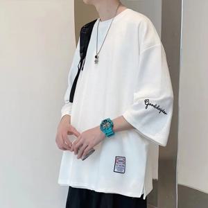아이스 실크 티셔츠 남성용 여름용 넉넉한 핏 반팔 셔츠 남성용 티셔츠 아이스 실크 반팔 셔츠 남성용 티셔츠 티셔츠