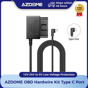 AZDOME 하드와이어 키트 OBD 대시캠용 타입 C 포트 지원 주차 모드 12V-24V에서 5V 전원 케이블 저전압 보호