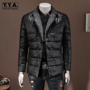 겨울 비즈니스 캐주얼 다운 코트 남성 브랜드 버튼 화이트 오리 다운 정장 재킷 특대 4xl streetwear 블랙 따뜻한 아웃웨어 남성