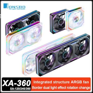 JONSBO XA-120/240/360 PC 케이스 팬 3면 미러 5V/3Pin ARGB 팬 통합 냉각 배기 팬