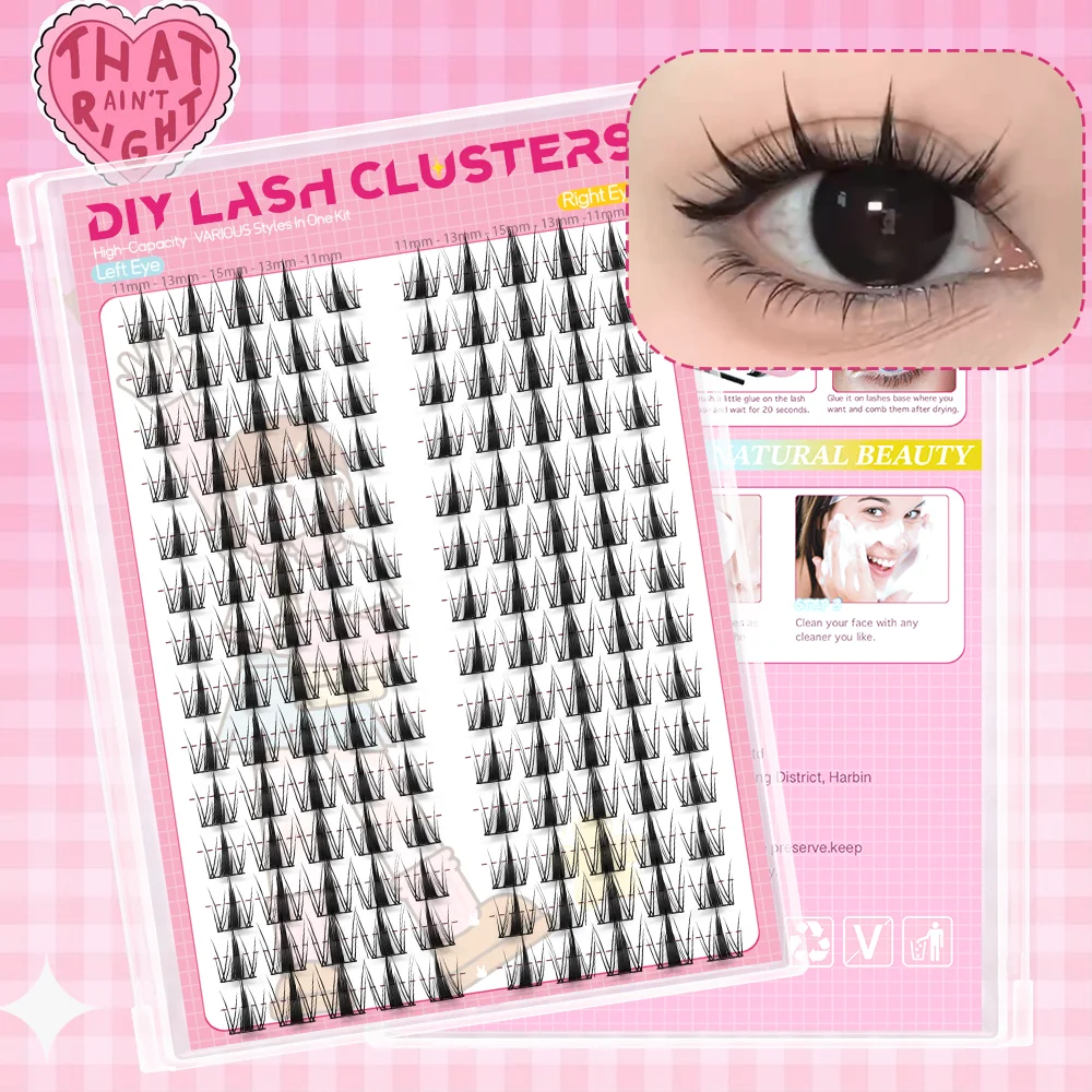 140개 페어리 속눈썹 8-18mm 만화풍 속눈썹 C컬 업라이트 - 큰 사이즈 DIY 속눈썹 내추럴 익스팬션 웨트룩 샤프 애니메이션 속눈썹
