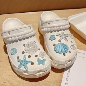 새로운 1세트 DIY 클로그 샌들 정원 신발 장식 귀여운 불가사리 조개 레진 신발 장식 액세서리 버클 가방 핀 소녀 선물