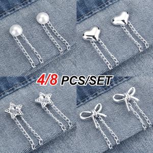 4/8 PCS 의류 밑단 장식 클립, 하트-리본 디자인, 셔츠, 바지 및 커프스에 버튼 체인 클립을 고정하는 데 적합