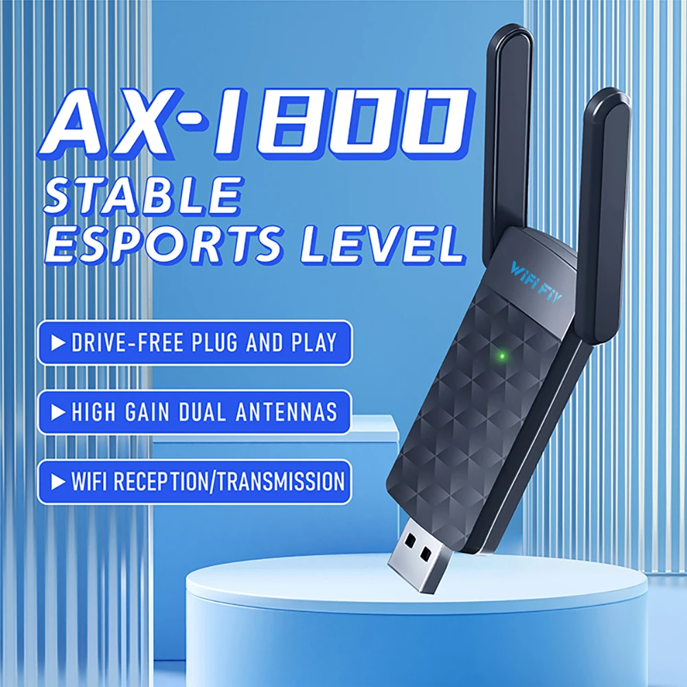 WiFi 6 USB3.0 어댑터 1800Mbps 5G/2.4GHz USB Wi-fi 동글 무선 802.11ax 네트워크 카드 Windows 10 11용 고이득 안테나