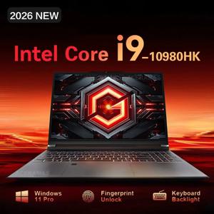 15.6인치 노트북 컴퓨터 PC 인텔 코어 i9 10980HK 윈도우 11 16GB 램 1TB SSD 지문인식 잠금해제 노트북 백라이트 게이밍 노트북