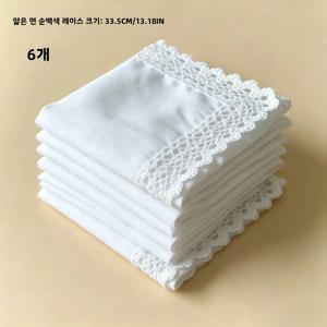 3/8팩 33.5cm/13.18인치 얇은 순면 흰색 레이스 손수건 남녀공용 결혼 기념품