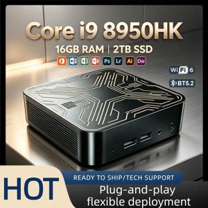인텔 i9 8950HK 휴대용 소형 컴퓨터 16GB DDR4 M.2 NVMe SSD 트리플 4K HDMI WiFi6 저소음 쿨링 홈 오피스 데스크탑 미니