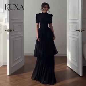 KUXA 맞춤형 인어 우아한 쉬폰 튤 플리츠 이브닝 드레스 발목 길이 댄스 파티 드레스 여성용 새로운 2026 Robes De Soirée