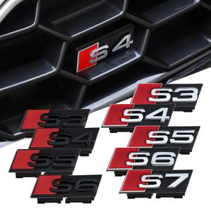 1PC 3D 블랙 자동차 로고 S3 S4 S5 S6 S7 엠블럼 프론트 그릴 배지 리어 트렁크 스티커 (아우디 A1 A2 A3 A4 A5 A6 A7 A8 Q2 Q3 Q5 Q7 R 용)
