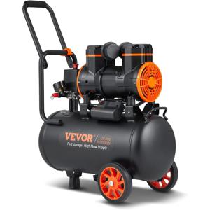 미국 배송 6.3갤런 에어 컴프레서 2마력 3.35 CFM (90 PSI) 오일프리 탱크 자동차 타이어 공기 주입 및 스프레이 페인팅용