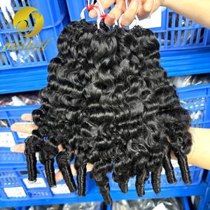 100g/팩 천연 버마산 곱슬머리 크로셰 인모 연장 헤어, 매듭 없는 미리 분리된 페더 크로셰 헤어 (흑인 여성용)