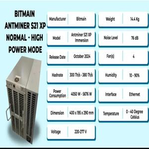 홍콩달러 ????   문앞 배송 새 제품 Immersion Antminer S21 XP IMM 300TH/s 비트코인 ​​채굴기(전원 공급 코드 포함)