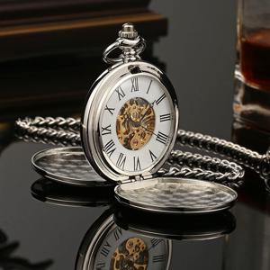 새로운 손 바람 기계 남자 주머니 시계 해골 다이얼 Steampunk 목걸이 펜던트 빈티지 드레스 Fob 시계 잡초 선물