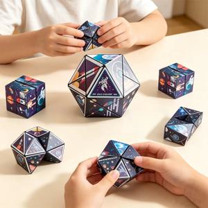변형 가능한 자석 매직 큐브 3D 감압 피젯 토이 인피니티 플립 퍼즐 어린이 및 성인용 스트레스 해소 장난감