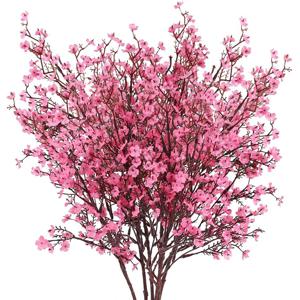 핑크 인공 꽃 벚꽃 Gypsophila 가짜 식물 DIY 웨딩 꽃다발 꽃병 홈 장식 가짜 크리스마스 지점