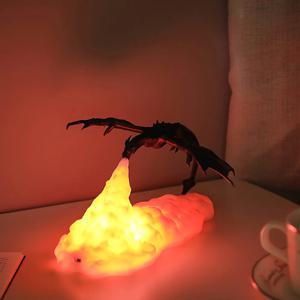 3D 인쇄 화재 드래곤 조명, 전자 스포츠 어린이 선물에 대 한 LED USB 충전식 데스크탑 램프 살인 미스터리 게임 캠핑 게임 데코