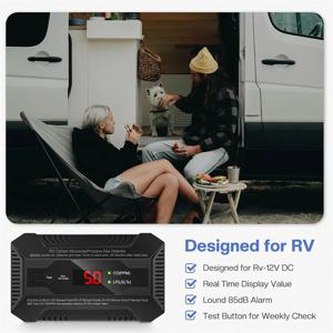 AA98 RV 일산화탄소 및 프로판 가스 감지기, 별도 LCD 표시등이 있는 이중 LP/CO 가스 경보기, 85dB 고음 경보