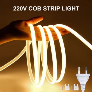 288개 LED/m IP67 방수 AC110V/220V COB LED 스트립 조명 EU/US 플러그 (가정, 호텔, 극장, 옥외 광고 간판 장식용)