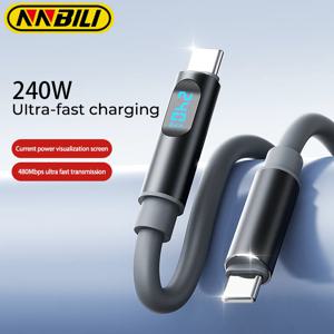 NNBILI 240W 타입 C to 타입 C 고속 충전 디지털 디스플레이 케이블 USB C 데이터 케이블 아이폰 15 16 17 삼성 화웨이 샤오미용