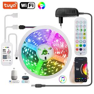 30M 12V 스마트 와이파이 LED 스트립 조명 (AC100-240V 어댑터 포함) 음악 동기화 리모컨 작동, 알렉사 연동, 침실 파티용 LED 테이프 조명