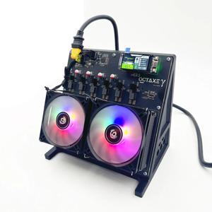 Bitaxe Miner NerdOctaxe Rev3.1 12Th/s 200W BTC 솔로 마이너 NerdOctaxe 12T 듀얼 팬이 장착된 럭키 마이너 오픈 소스 마이닝 머신