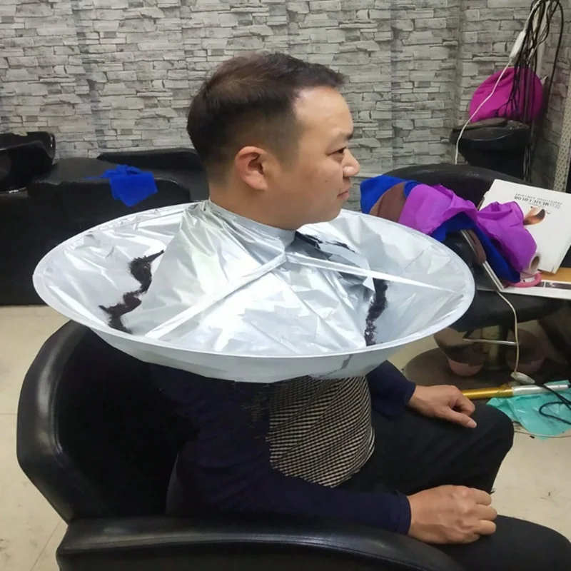 DIY 미용 가운 우산형 가운 미용 가운 면도 커버 미용 앞치마 가정용 청소 보호 가운
