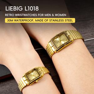LIEBIG L1018 럭셔리 쿼츠 손목시계 30M 방수 남성용 여성용 패션 시계 시계 스테인레스 스틸 스트랩 타이머 스포츠