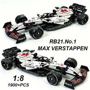 MK6025 새로운 기술 클래식 성능 1900+Pcs RB21 화이트 스포츠카 빌딩 블록 MOC DIY 조립 모델 세트 소년 장난감 선물