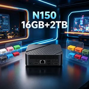 인텔 N150 미니 PC – 16GB+1/2TB, WiFi6, BT5.2, 4K, 윈도우 11, 사무용 게임 및 학습용 휴대용 게이밍 데스크탑