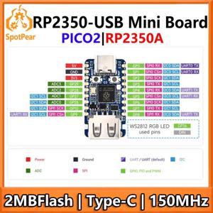 웨이브쉐어 라즈베리 파이 피코 2 RP2350 USB A 미니 개발 보드 RP2350A 150MHz 작동 주파수