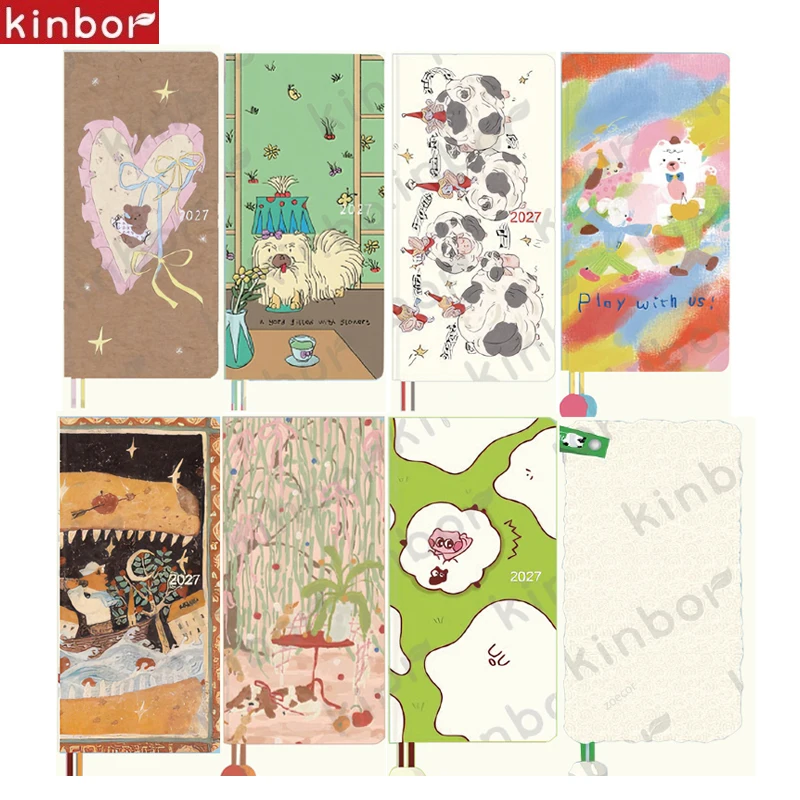 최신 Kinbor 2027 노트북 일정표 주간 플래너 52g BaChuan 종이 포켓 저널 플랜 북 여행 기록 학교 용품