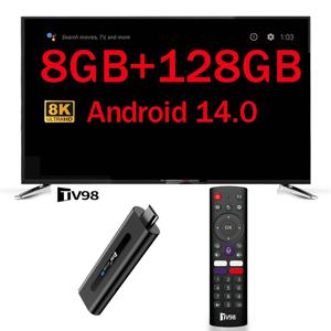 TV 스틱 8GB 128GB 안드로이드 14.0 HD 8K 4K 3D 5G 4G WiFi TV98 스틱 Allwinner H313 쿼드 코어 홈시어터 미디어 플레이어 스마트 IPTV