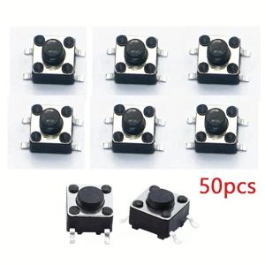 50개 미니 마이크로 6x6x5mm 순간 작동 푸시 버튼 스위치 4핀 ON/OFF 키 버튼