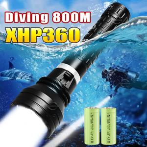 10000LM 강력한 XHP360 다이빙 손전등 IPX8 수중 램프 전문 스쿠버 다이빙 토치 1000M 고전력 LED 손전등